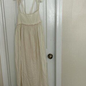 Free People Cream Tie Maxi Dress